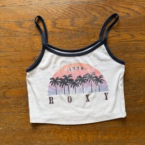 Roxy White Ribbed Tank with Black Trim